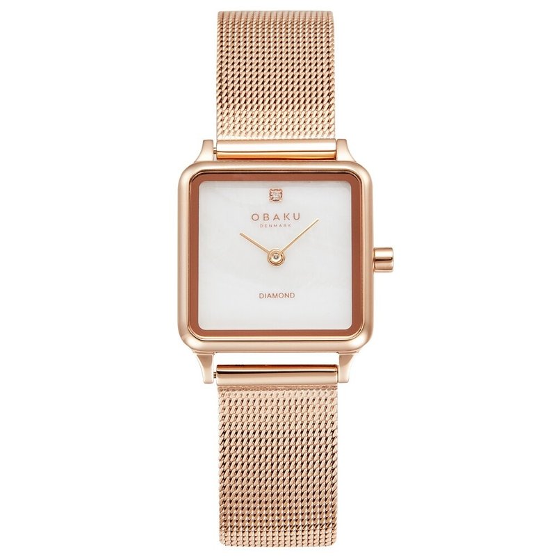 Obaku 經典方框設計都會時尚腕錶-玫瑰金 (V301LXVWMV) - 女錶 - 不鏽鋼 多色