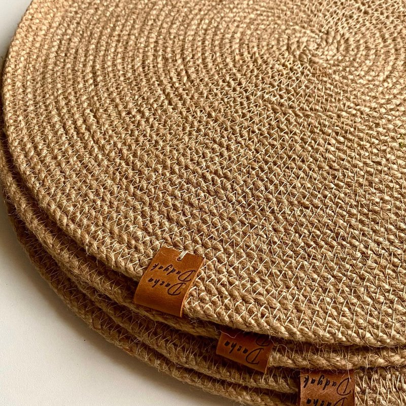 Round placemats Jute placemats Table mats set of 4 Natural placemats Pot Holder - ผ้ารองโต๊ะ/ของตกแต่ง - วัสดุอีโค 