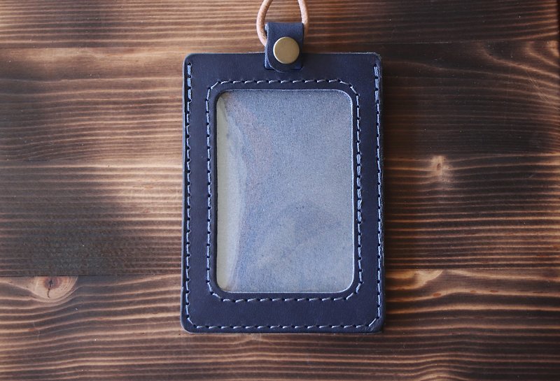 [Integrated into the new product page] Blue Straight | Double Vegetable Tanned Leather Identification Card Holder | GOGORO Card Holder - ที่ใส่บัตรคล้องคอ - หนังแท้ สีน้ำเงิน
