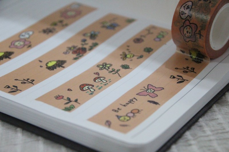 【紙膠帶】 日本和紙 | 毛毛家族 花草款 - 紙膠帶/和紙/PET - 紙 多色