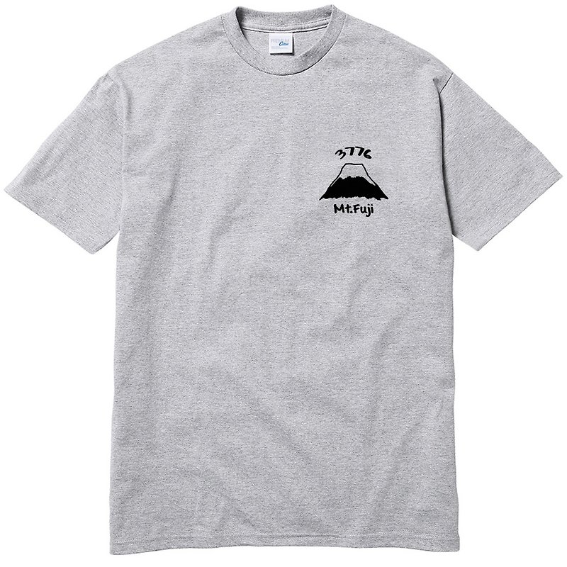 左胸 Mt Fuji 3776 短袖T恤 灰色 富士山 日本 雪 禮物 - T 恤 - 棉．麻 灰色