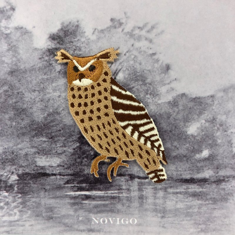 Novigo 台灣動物熨燙刺繡 / 黃魚鴞 - 徽章/別針 - 繡線 