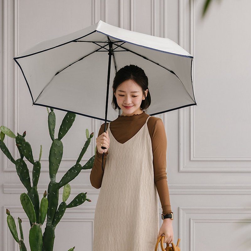 【rento】Sunscreen color glue plain safety automatic umbrella - Bai Lian - ร่ม - วัสดุกันนำ้ ขาว