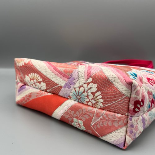 ❤プリン❤ ハンドメイド 帯 リメイク 着物 帯 帯締め ハンドメイド トートバッグ リメイク ピンク