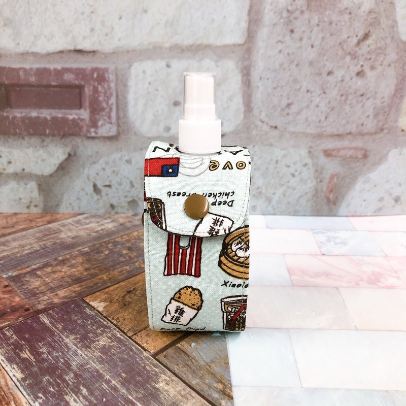 酒精/消毒液收納袋 附100ml 2號瓶 外出必備防疫小物 - 台灣小吃 - 居家收納/收納盒/儲物盒 - 棉．麻 藍色