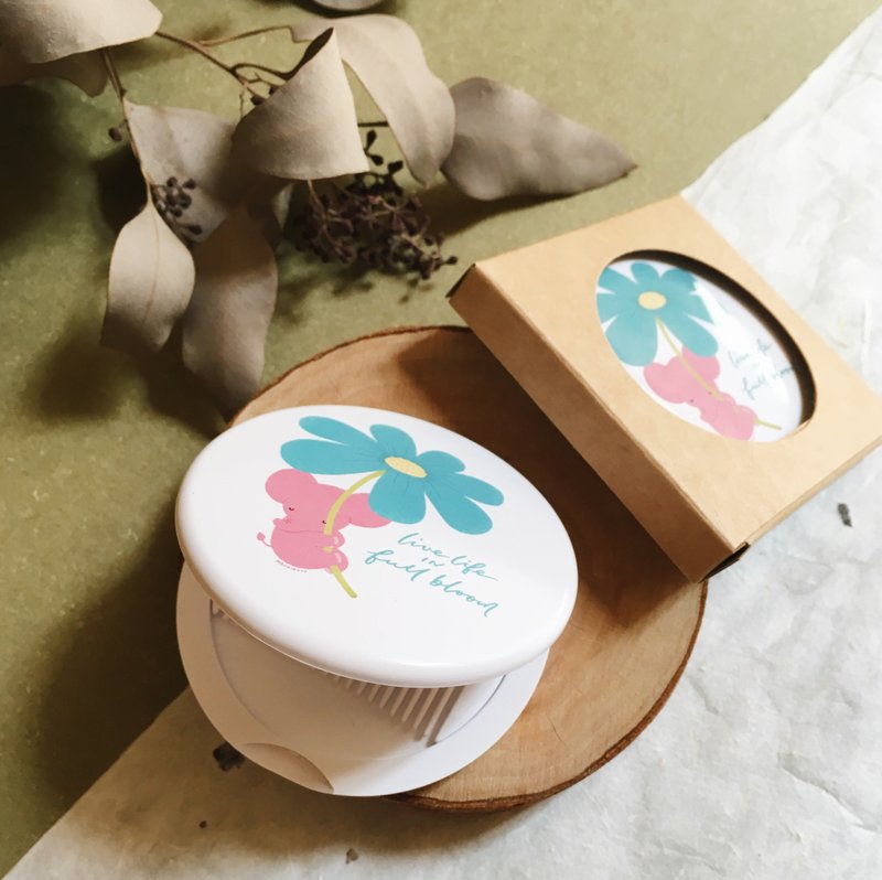 フラワーフライング傘 - 小さな鏡とマンディ - メイク道具・鏡・ブラシ - プラスチック ホワイト