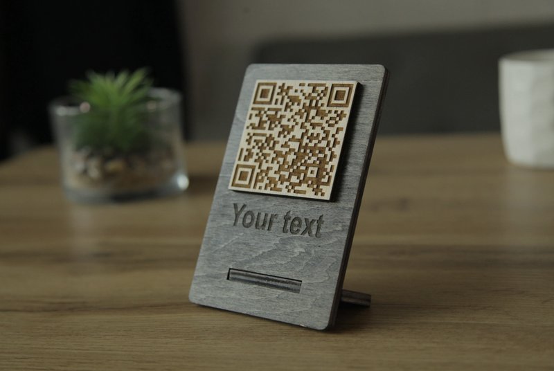 QR code menu, QR code menu sign, Wooden qr cod sign - 其他 - 木頭 