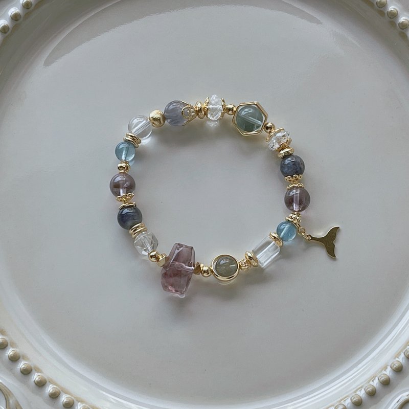 Sea Magic Encounter | Amethyst + Stone// Enhance inspiration and concentration // Natural crystal bracelet - Bracelets - Crystal Multicolor