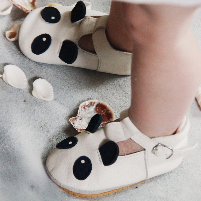 Donsje Animal Sandals (SS18) Panda 0629-ST007-LE060 - Kids' Shoes - Genuine Leather White