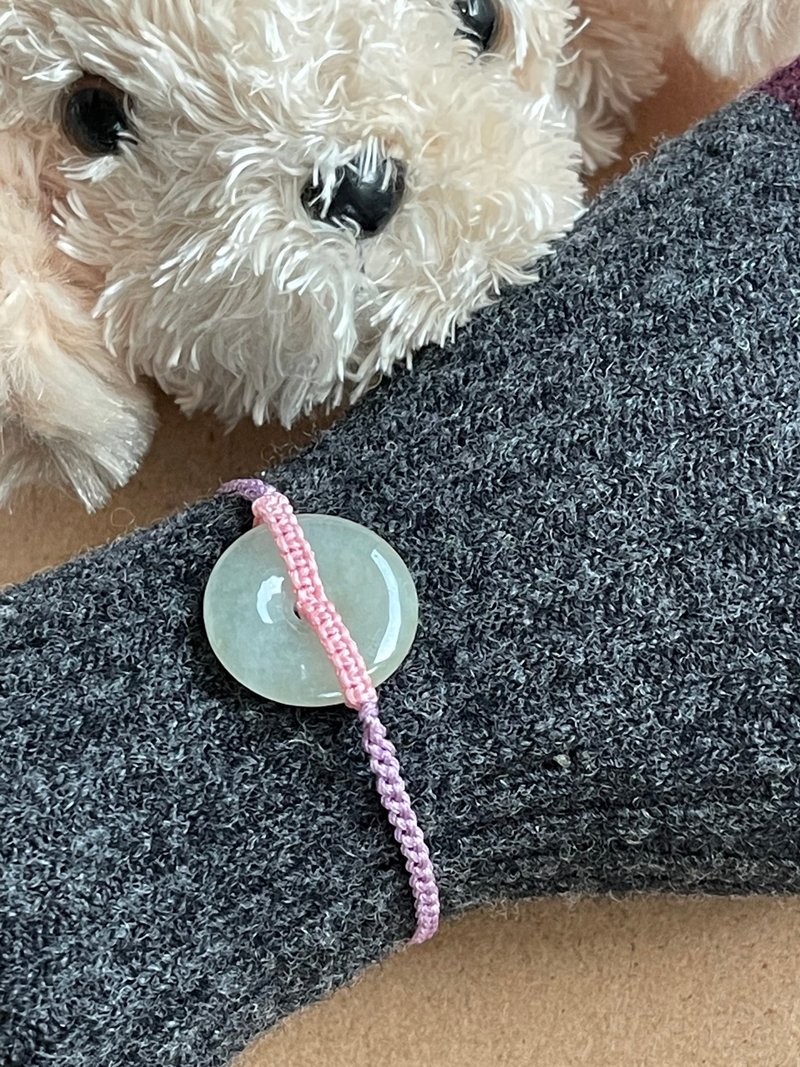 平安扣翡翠手環緬甸玉 無優化 天然A貨翡翠 底質冰亮 - 手鍊/手環 - 玉石 