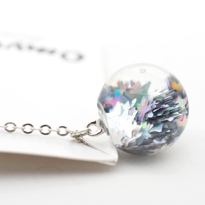 「愛家作-OMYWAY」DIY 星星 水 飄浮 玻璃球 頸鏈 Water Necklace - Glass Globe Necklace 1.4cm - 頸鏈 - 玻璃 白色