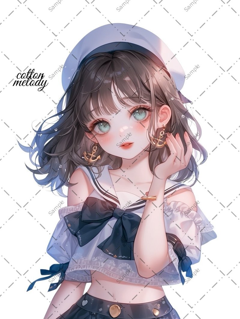 original sticker no.1450 人物ステッカー オリジナルステッカー 人物ステッカー 女の子ステッカー オリジナル人物ステッカー - 貼紙 - 紙 