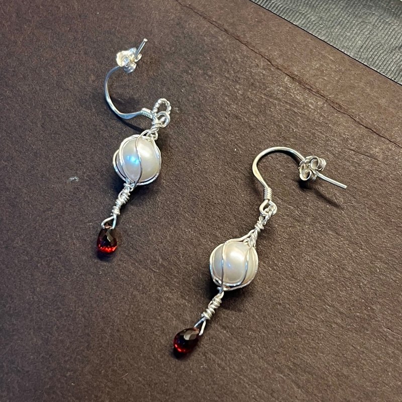 Chuyue___ sterling silver earrings. Stone. handmade - ต่างหู - เครื่องเพชรพลอย 