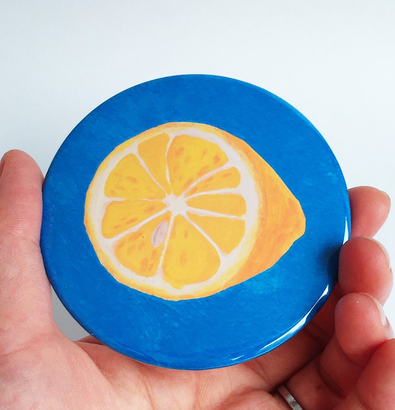 コンパクトミラー　レモン - メイク道具・鏡・ブラシ - 金属 ブルー