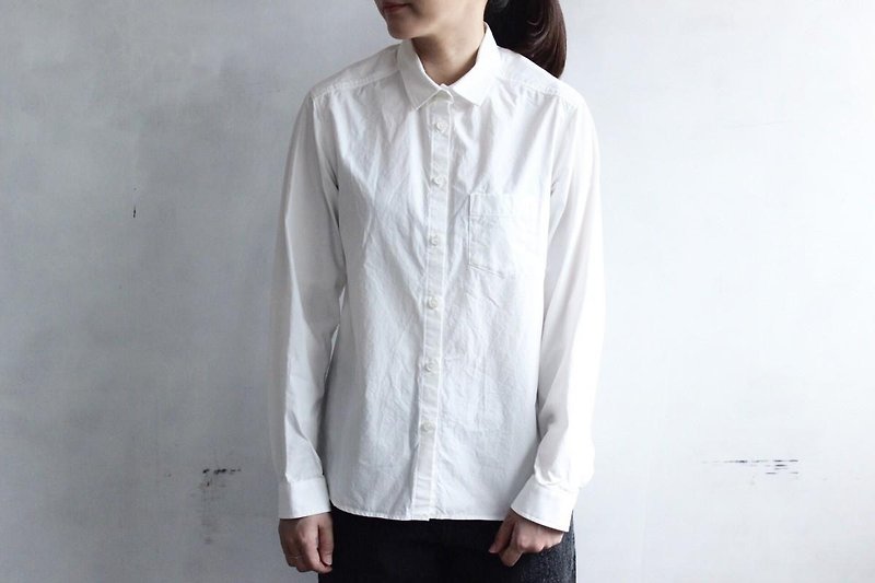 タイプライタースタンダードシャツ/WH - 女上衣/長袖上衣 - 棉．麻 白色