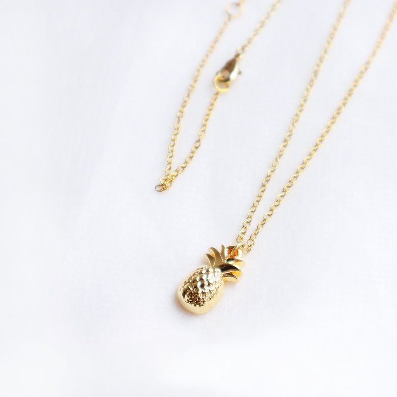 【Card Necklace】Taiwan culture three-dimensional model-pineapple - Necklaces - Other Metals Khaki