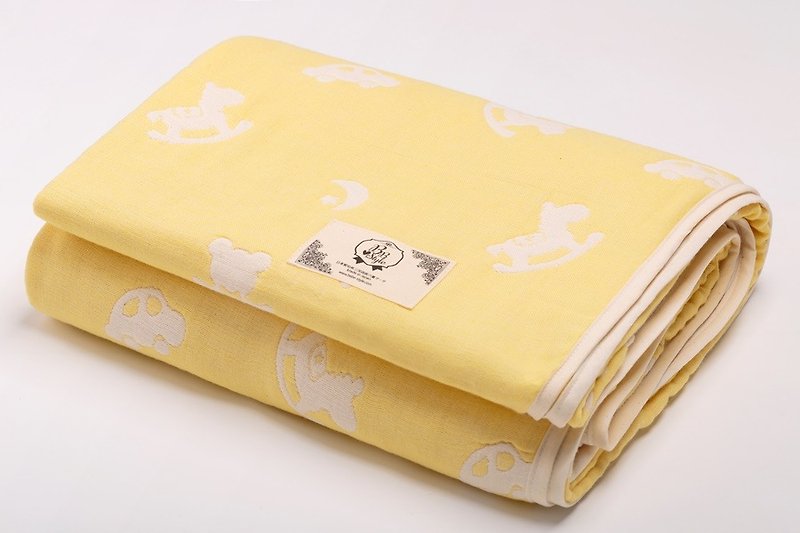 日本製造BeBe-Style三河木棉六重紗布被/六層紗(童趣搖搖馬-暖陽黃)L號 - 其他 - 棉．麻 黃色