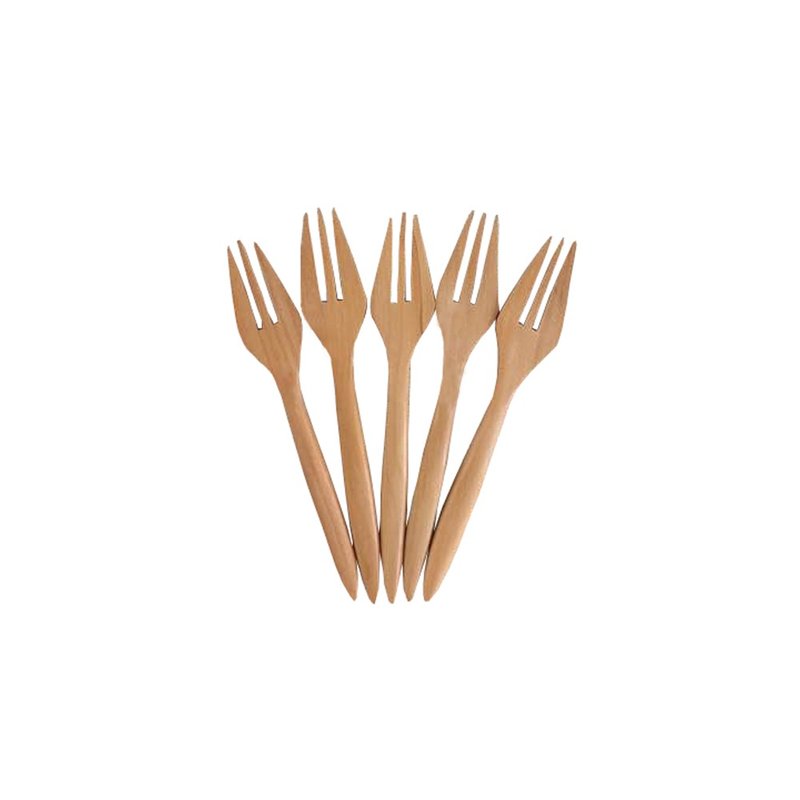 10 Acacia tea fork BDSC wood - 刀叉/湯匙/餐具組 - 木頭 咖啡色