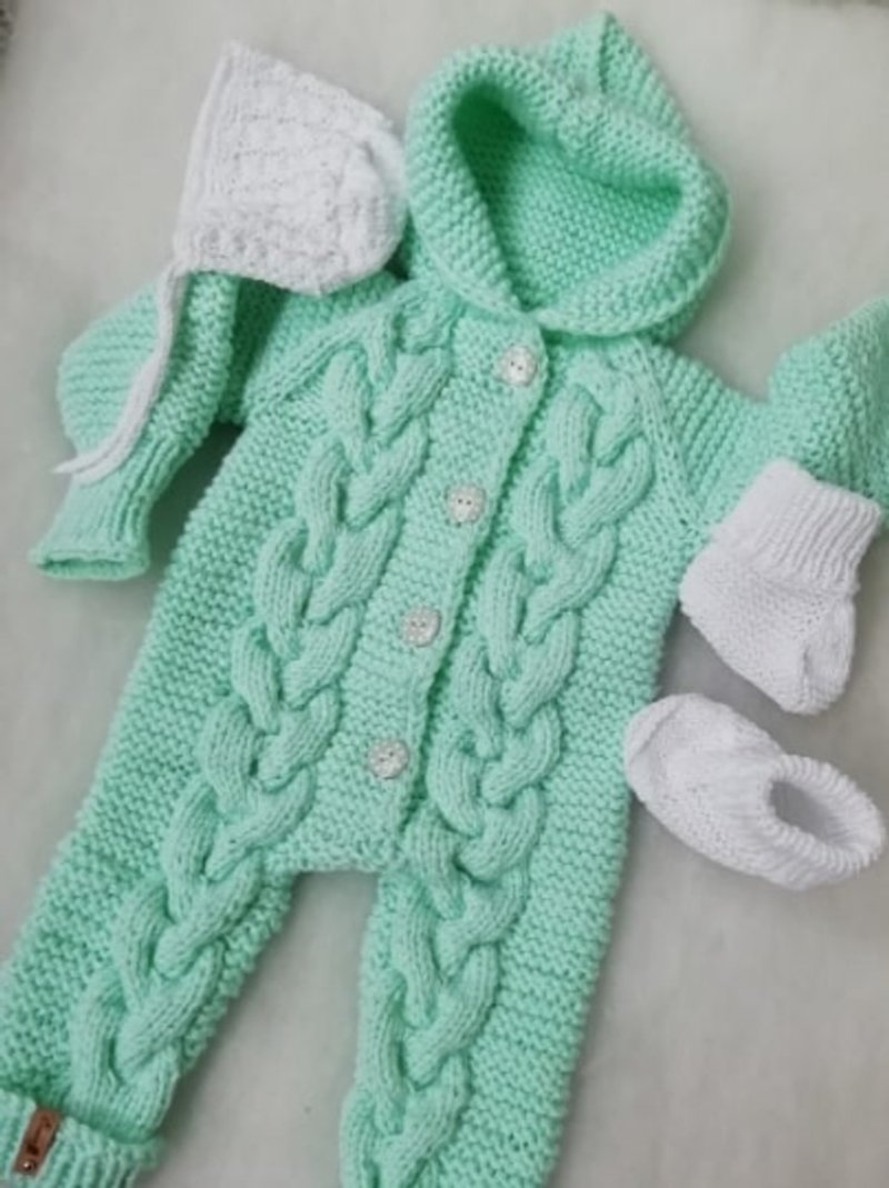 Other Materials Coats Multicolor - Knitted  handmade plush jumpsuit for the baby