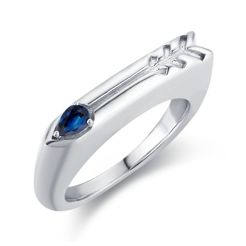 Majade Jewelry Design 藍寶石圖章戒指-箭心形客製女戒-925純銀印章情侶對戒-免費刻字