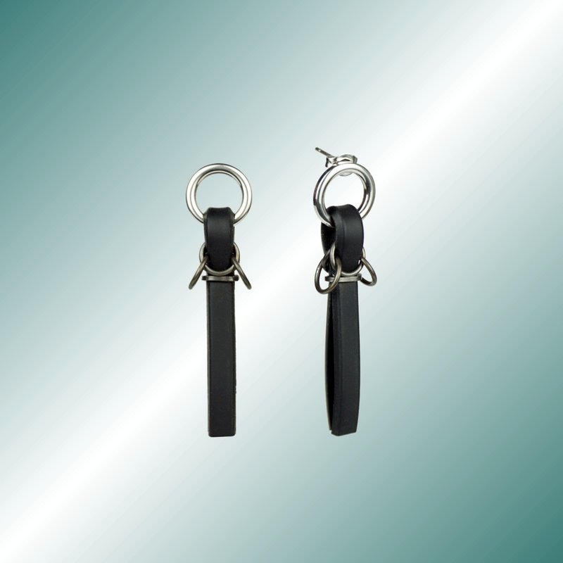 GUNMETAL Gunmetal Silicone Hoop Earrings - Earrings & Clip-ons - Silicone Black