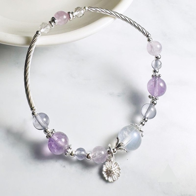 Vine Purple Margaret-Amethyst. Iolite. Moonstone-Sterling Silver Design Bracelet - Bracelets - Crystal Purple