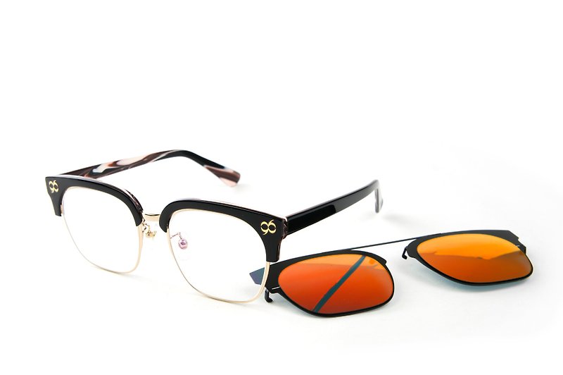 BEING 平光+前掛式太陽眼鏡- 咖啡色(咖啡質樸) - 眼鏡/眼鏡框 - 其他材質 咖啡色