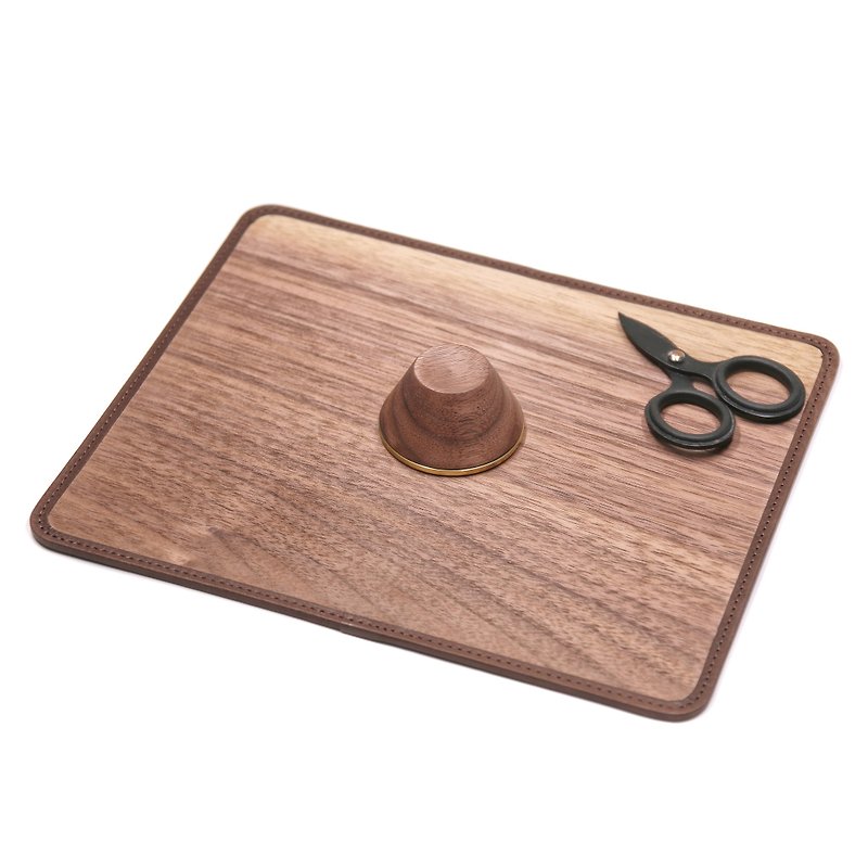 Wood leather mouse pad - แผ่นรองเมาส์ - ไม้ สีนำ้ตาล
