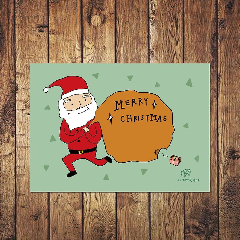 Christmas postcard // Santa Claus // - การ์ด/โปสการ์ด - กระดาษ สีเขียว