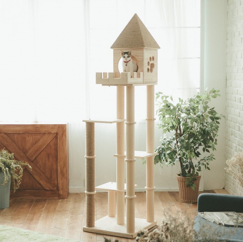 【L004】MiCHA DreamWorks - Lego Concept Cat Jumping Platform - Happy Loft - Scratchers & Cat Furniture - Wood Gold