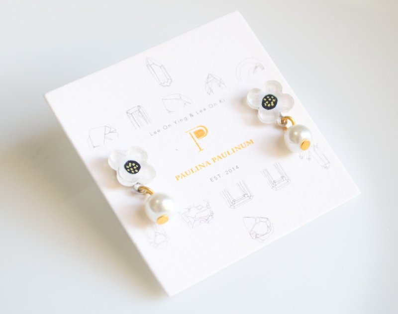 Flower Earrings - Jasmine Jewelry - Drop Earrings - Pearl Earrings - ต่างหู - พลาสติก ขาว