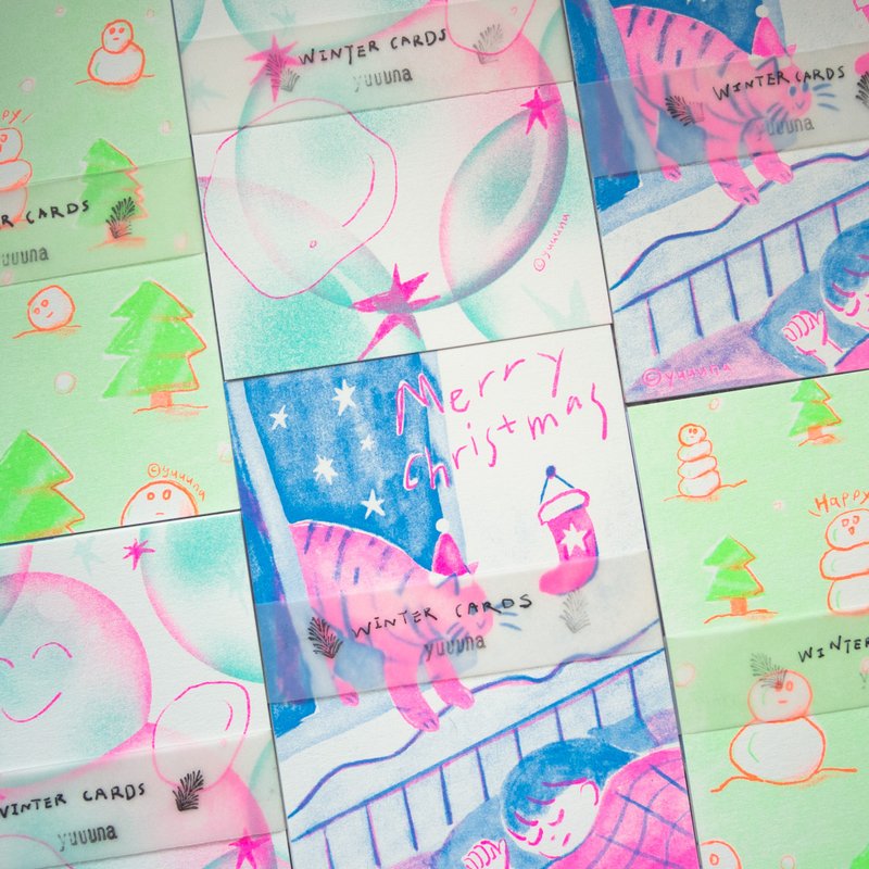 【ポストカードセット】クリスマス/ウィンターカード（デジタルホールバージョンリソグラフ） - はがき・メッセージカード - 紙 多色