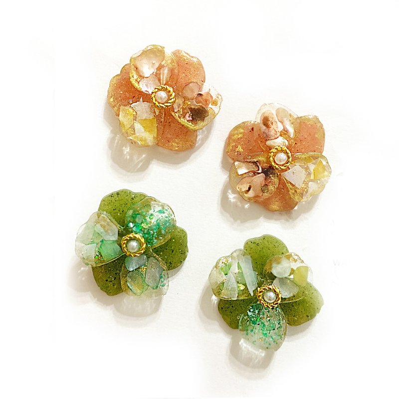 Japanese resin   Flower earrings - ต่างหู - เรซิน หลากหลายสี