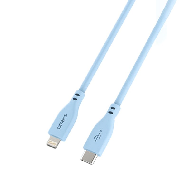 omars炫彩快速傳輸充電線 PD20W Type-C to Lightning-1M:晴天藍 - 行動電源/充電線 - 矽膠 藍色