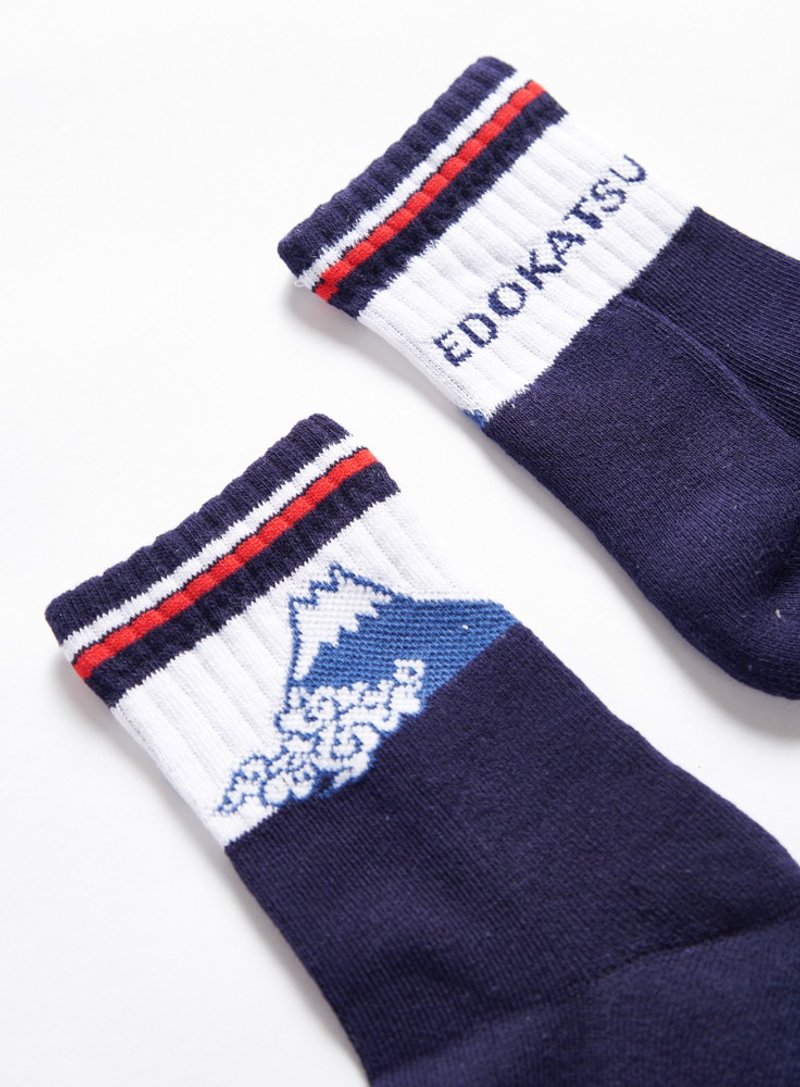 Edo Katsuri Clouds Mt. Fuji Low Tube Socks 24-27cm-Neutral (Two Pairs 1 Set) #衣 - ถุงเท้า - วัสดุอื่นๆ หลากหลายสี