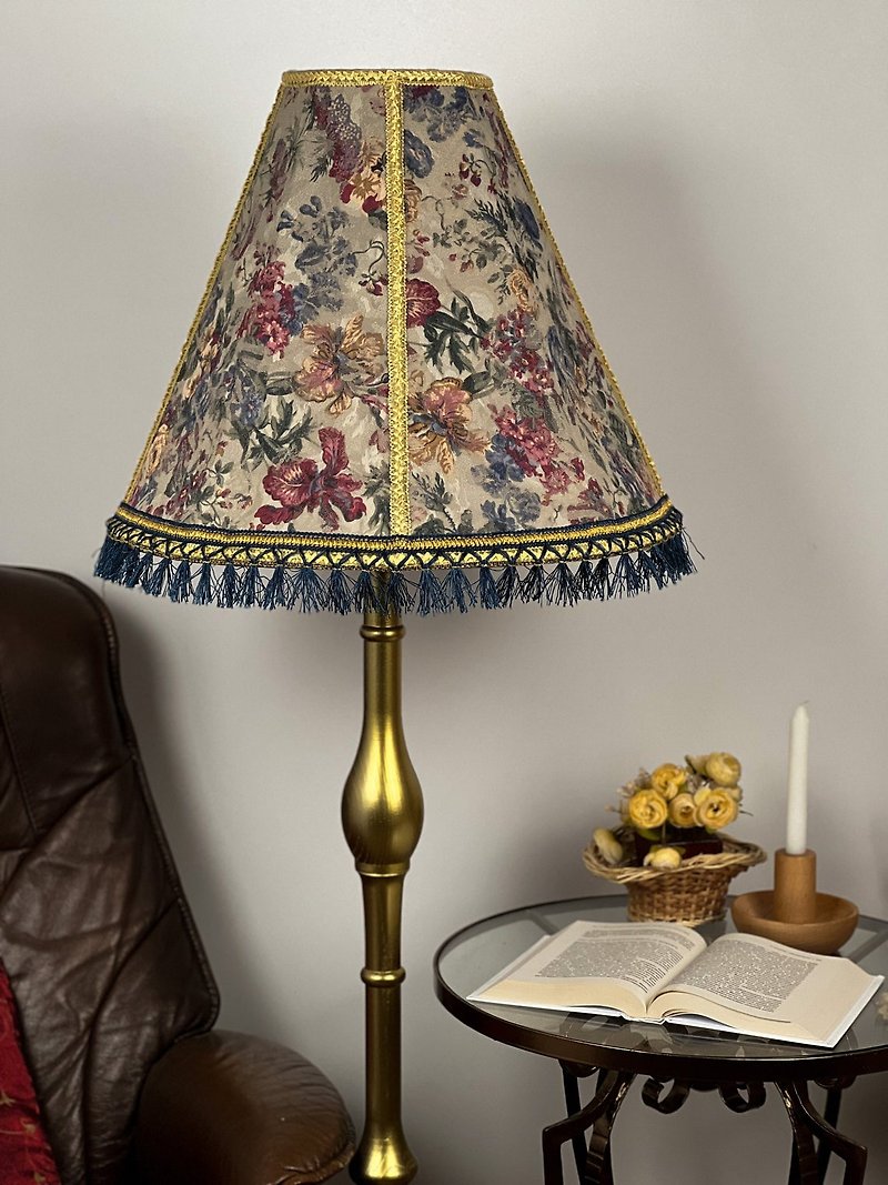 Victorian lampshade with fabric with floral print and fringe - Lighting - Other Materials Multicolor