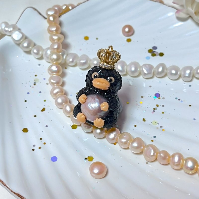 Niffler Harry Potter pearl 抱着珍珠的玻璃獸吊墜/擺設 - 項鍊 - 珍珠 