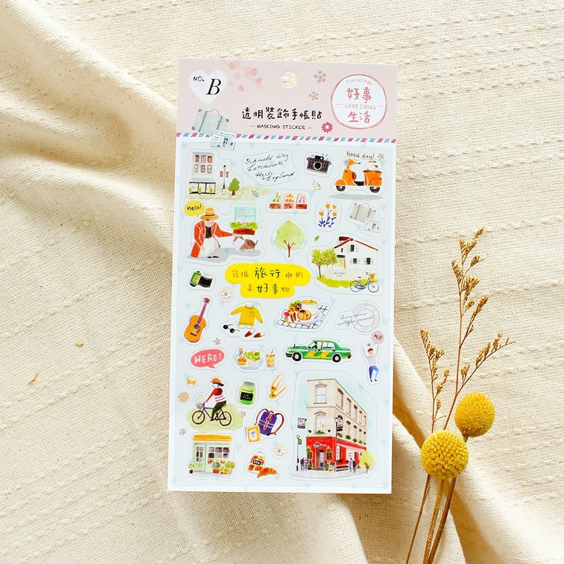 Good Life / Transparent Decorative Pocket Sticker-Pink - Stickers - Paper Transparent