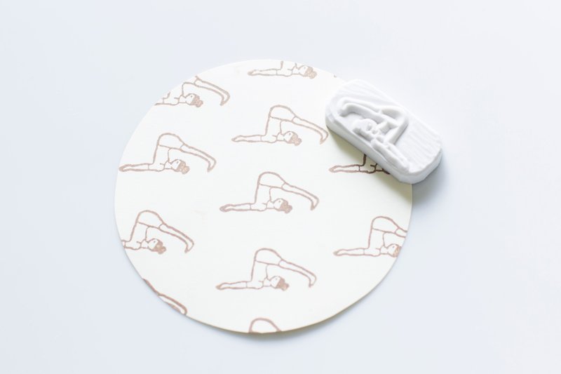 Hand engraved rubber stamp chop Yoga girl yoga stationery - 9 - ตราปั๊ม/สแตมป์/หมึก - ยาง ขาว