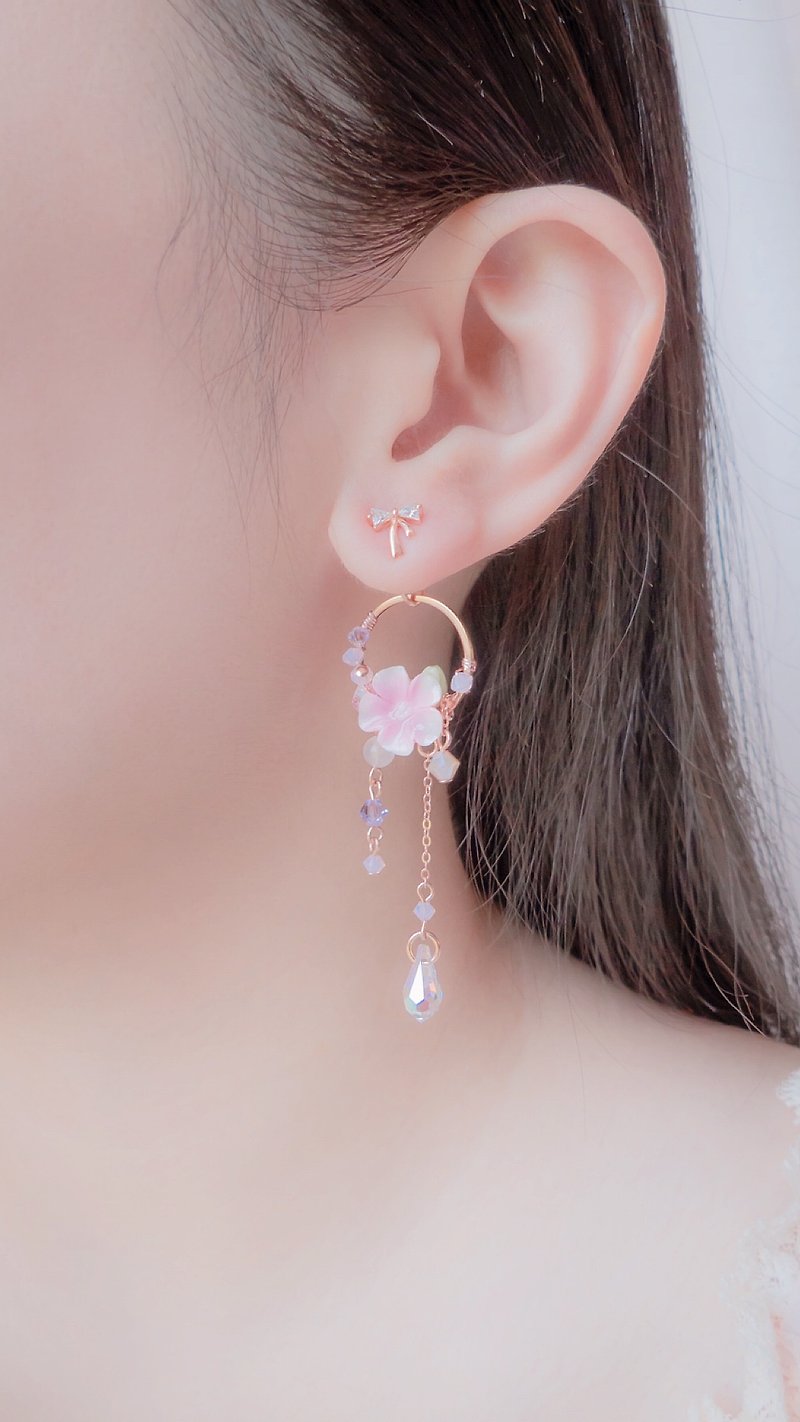 ZODIAC Virgo Violet Bloom Dream Catcher Rosegold-plated 925 Silver Earrings - Earrings & Clip-ons - Clay Pink