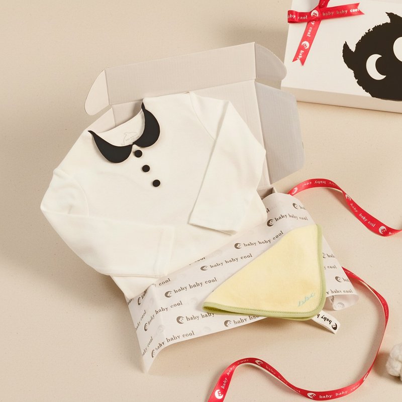 Custom Name Newborn Gift Elegant Peter Pan Collar Bodysuit Full Month Gift - Onesies - Cotton & Hemp White