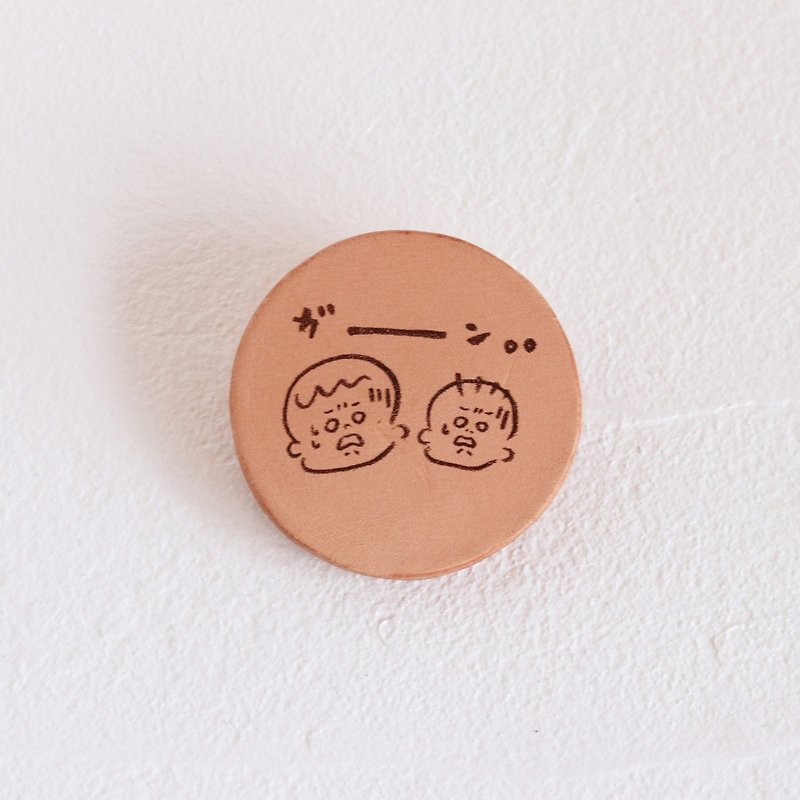 Illustration leather brooch - Brooches - Genuine Leather Brown