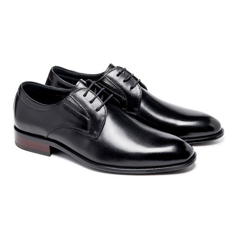 Textured plain gentleman men's leather shoes black - รองเท้าหนังผู้ชาย - หนังแท้ 