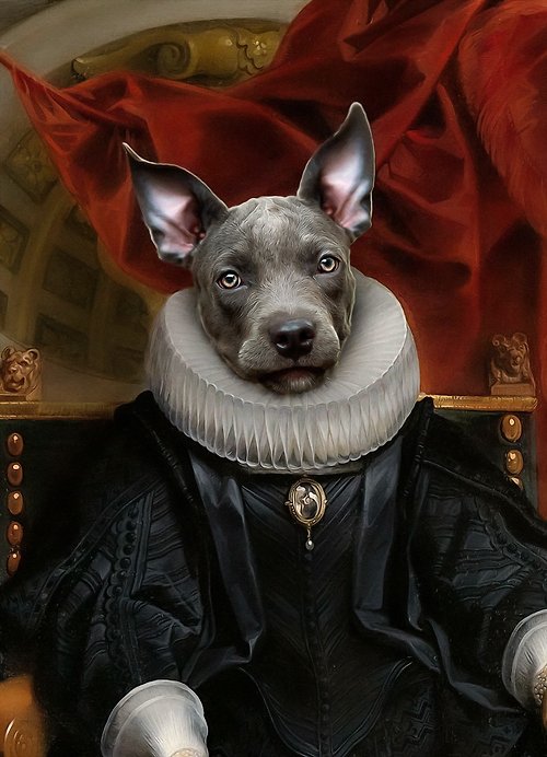 Matt Photo Art 【客製化禮物】皇家寵物~寵物肖像照似油繪圓形抱枕 / 寵物