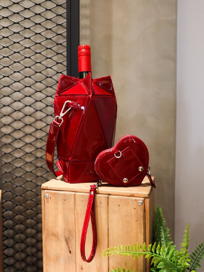 Genuine Leather Heart Coin Purse - Patent Jewel Red - กระเป๋าใส่เหรียญ - หนังแท้ สีแดง