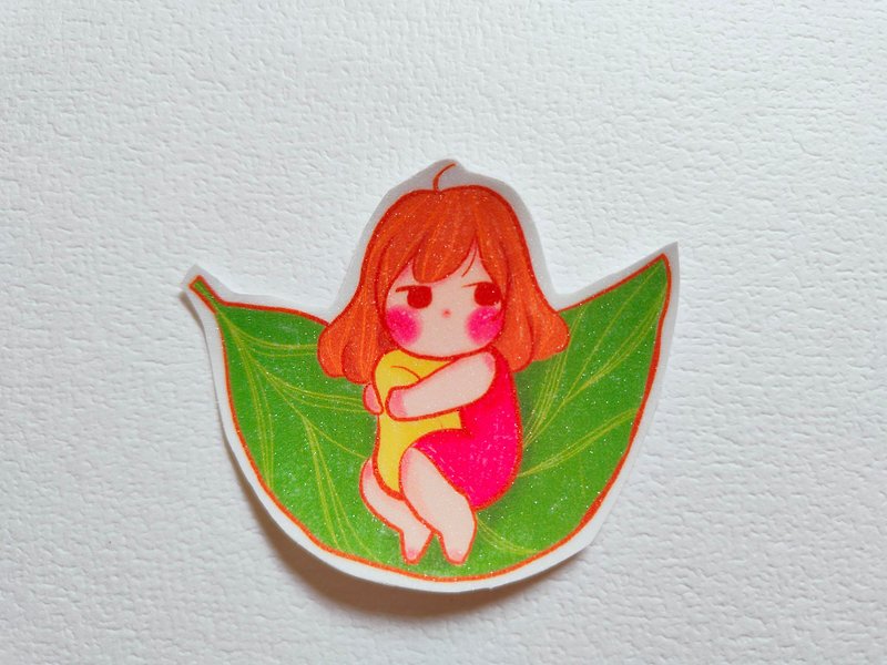 Paper Stickers - Leaves girl cute sticker journal sticker