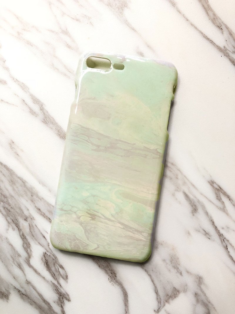 OOAK hand-painted phone case, only one available, Handmade marble IPhone case - เคส/ซองมือถือ - พลาสติก สีใส