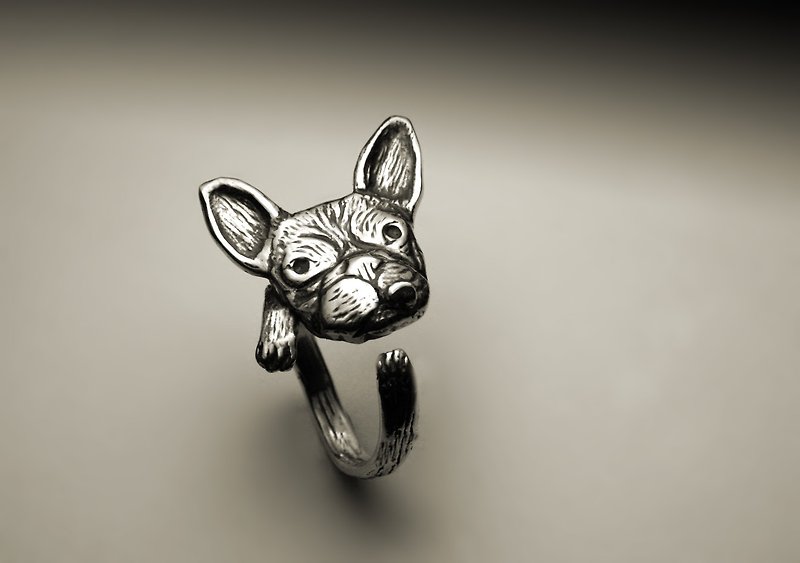 Pug Dog Ring - แหวนทั่วไป - โลหะ สีเงิน