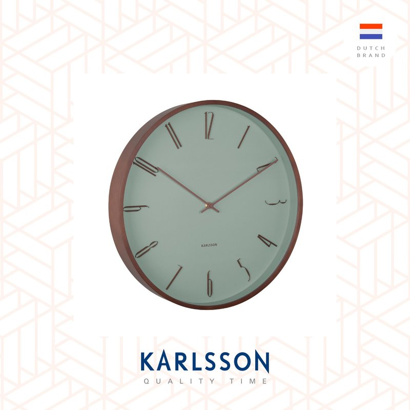 荷蘭Karlsson,Wall clock 40cm Scandia grayed jade木制掛鐘灰綠 - 時鐘/鬧鐘 - 木頭 綠色