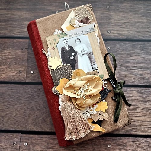 junkjournals Heritage junk journal handmade Vintage romantic love family notebook for sale